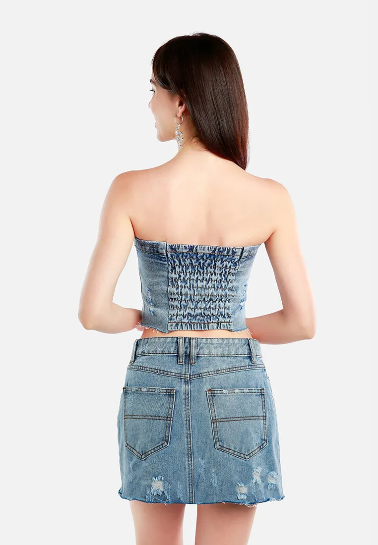 Denim Corset Tube Top