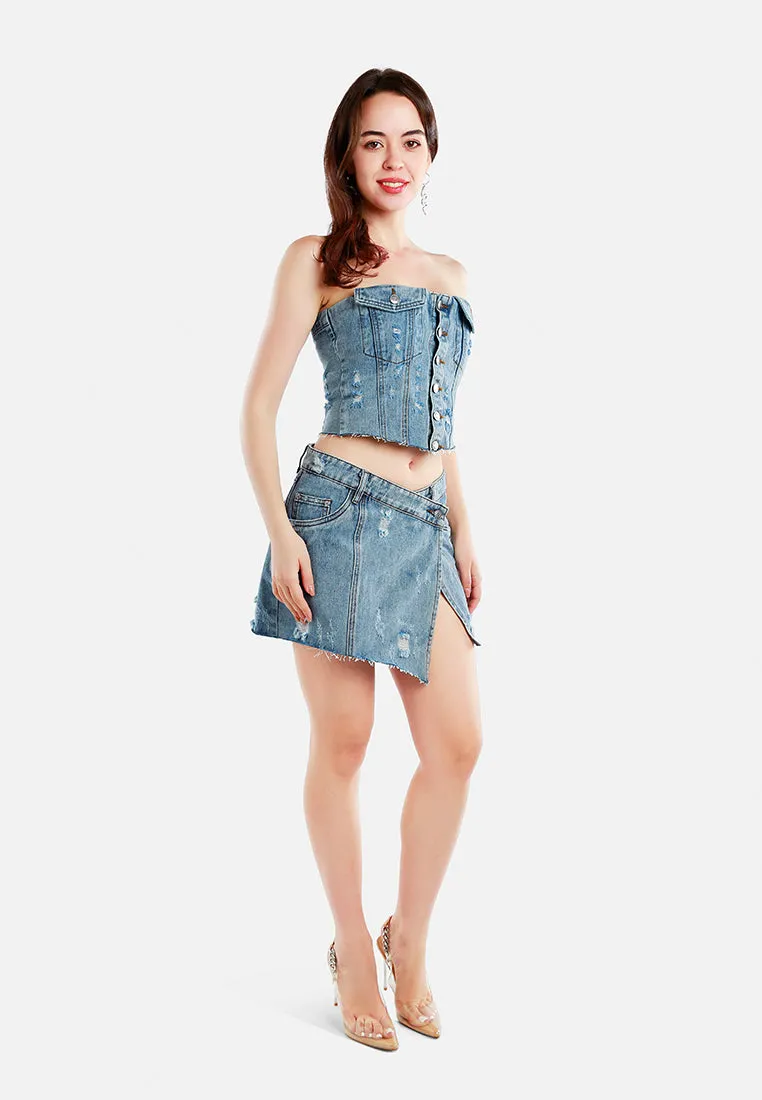 Denim Corset Tube Top