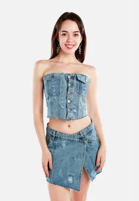 Denim Corset Tube Top