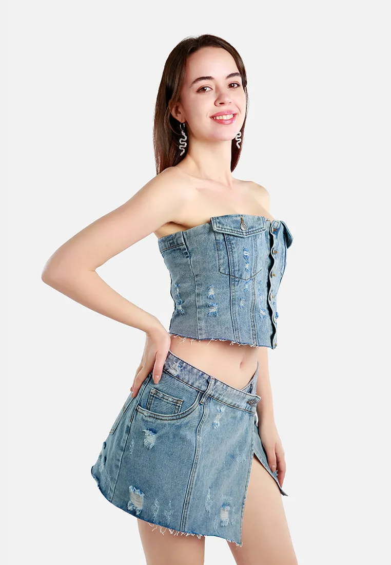 Denim Corset Tube Top