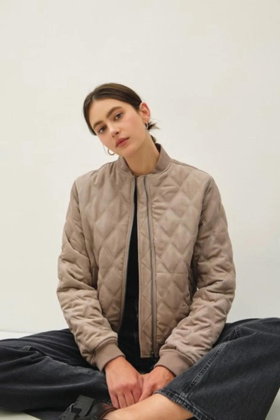 Diamond Quilted Fur Lined Bomber Jackets - 2 Colors!