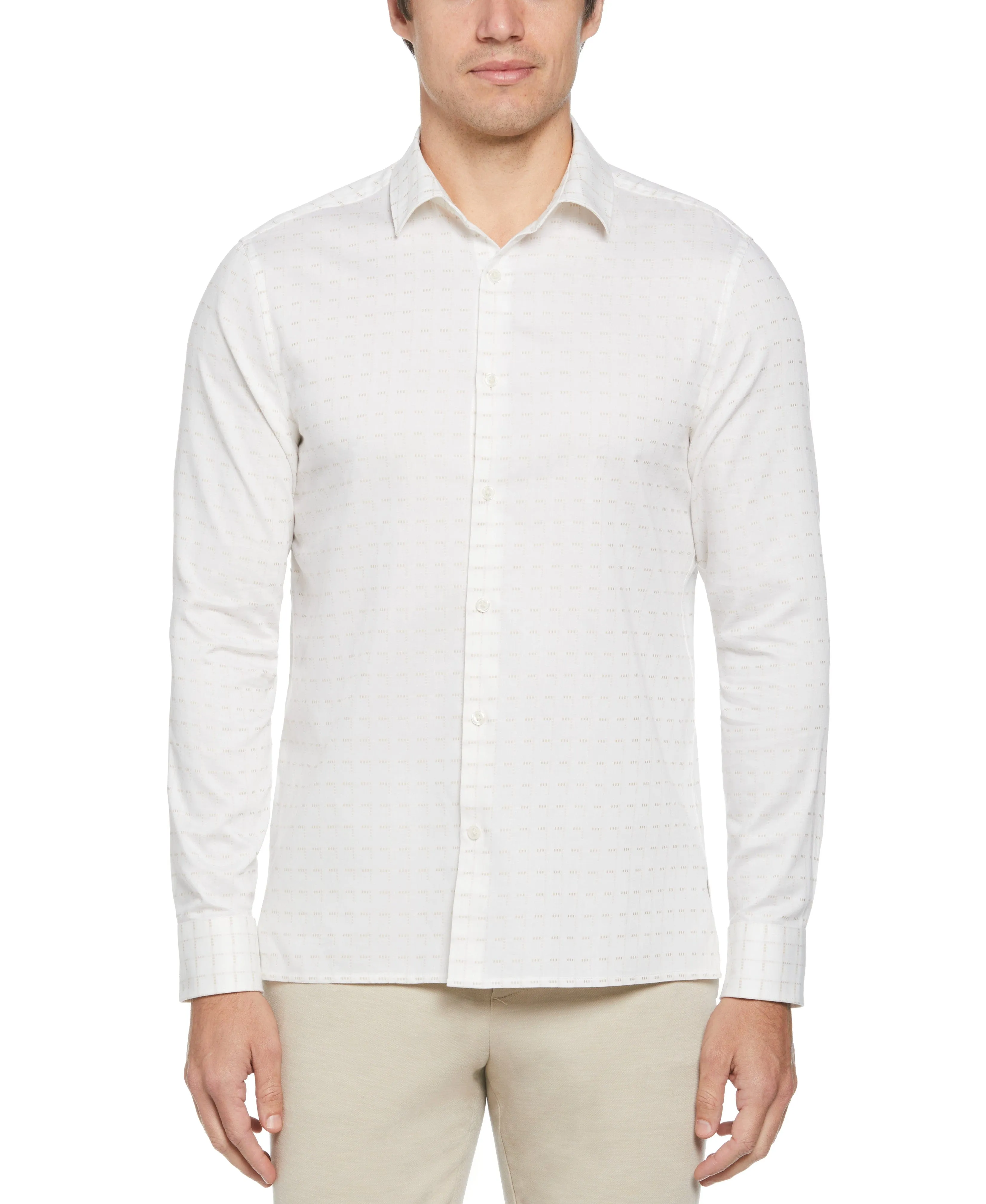 Dobby Perry Print Plaid Shirt