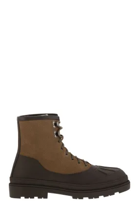 DUCK BOOT IN SUEDE AND RUBBERISED CALF LEATHER