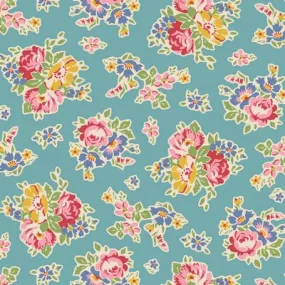 Fabric JUBILEE-SUE TEAL by TILDA, TIL100559