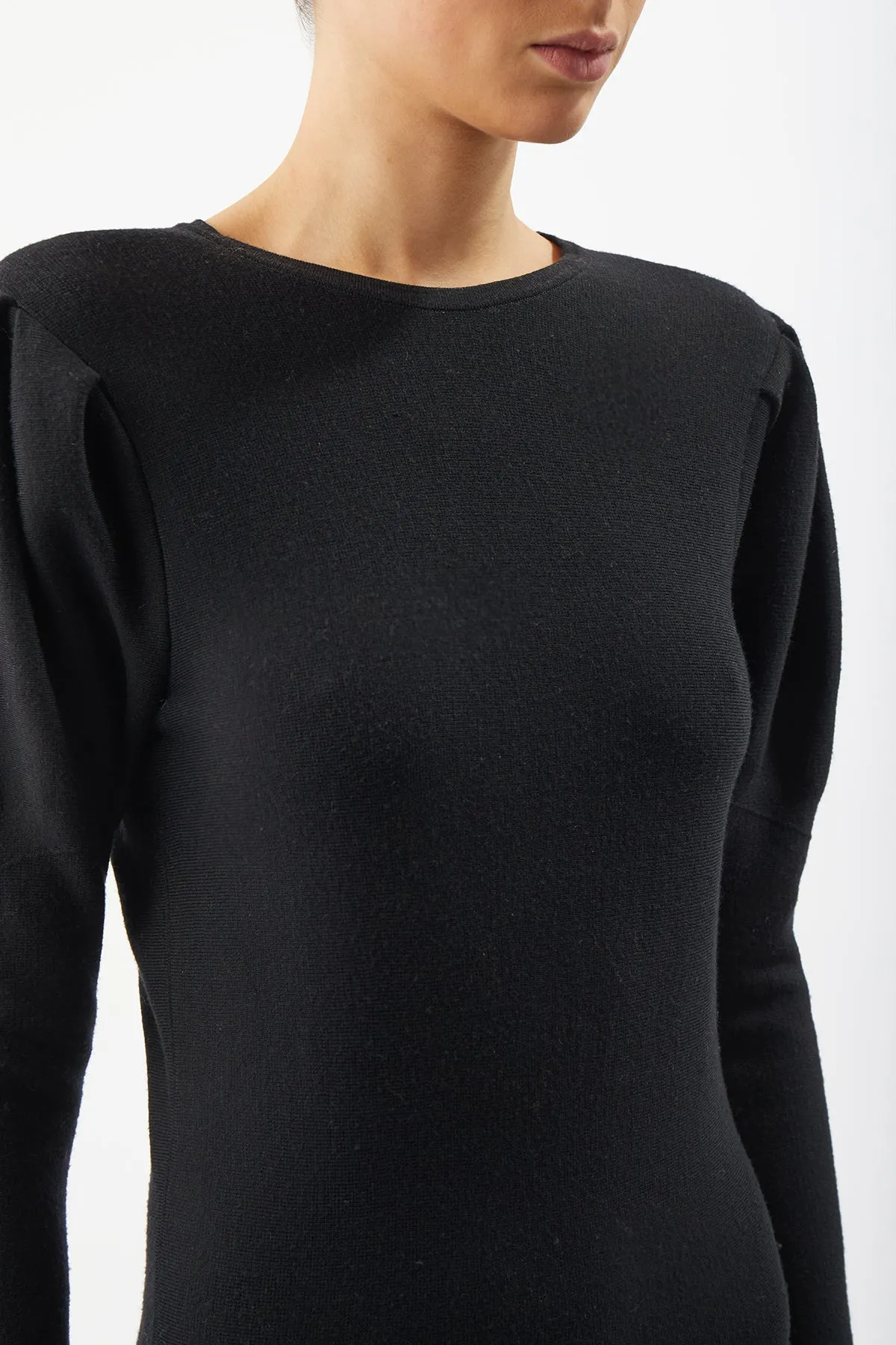 Hannah Knit Dress in Black Merino Wool Cashmere