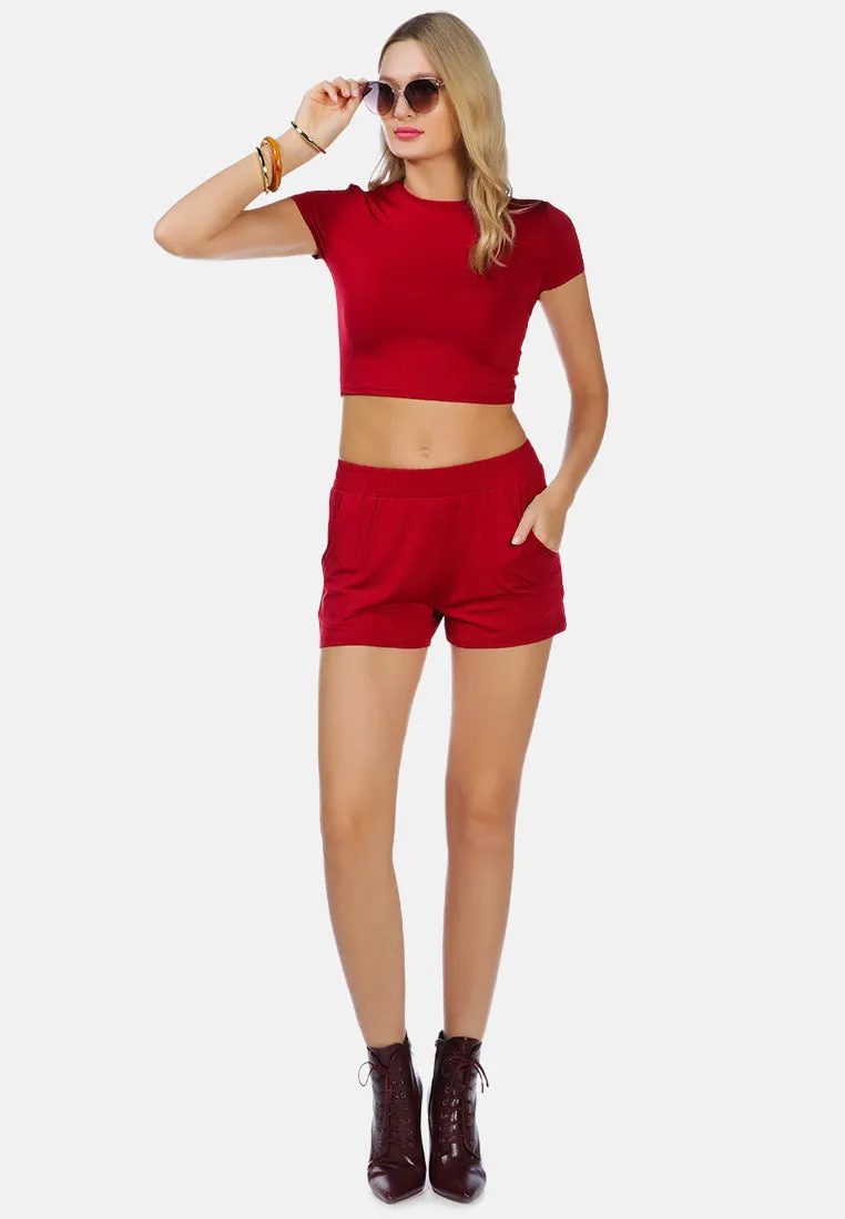 High Kicks Solid Cotton Shorts By Ruw