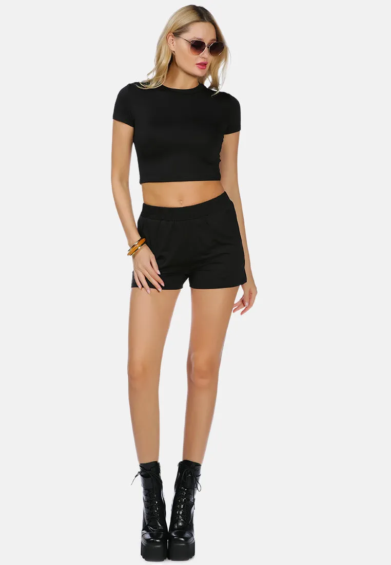 High Kicks Solid Cotton Shorts By Ruw