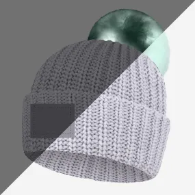 High Rise Pom Beanie (Seafoam Light Up Pom)