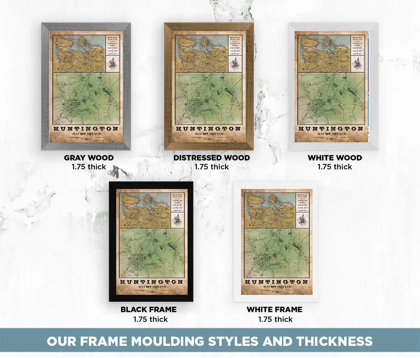 Huntington Long Island Multiview Vintage Remixed Map