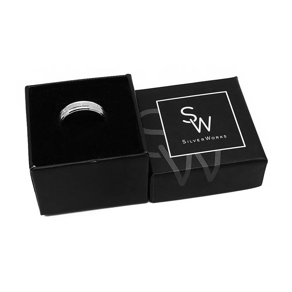 Isha Sandblasted Band with Deep Engraved Design Ring Unisex R4519