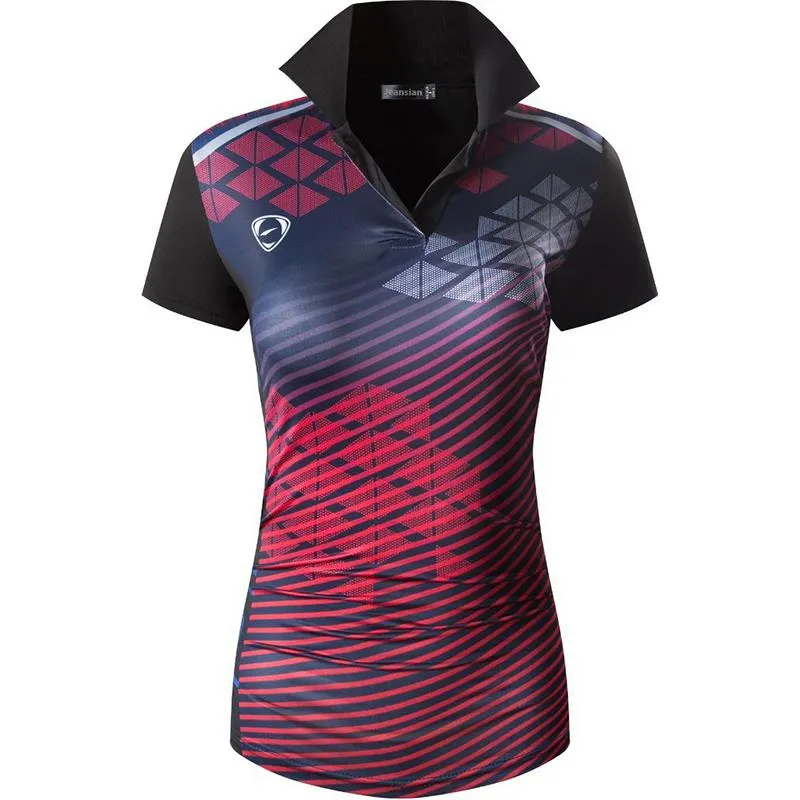 jeansian Women V-Neck Design Summer ShortSleeve Casual T-Shirt Tee Shirts Tshirt Golf Tennis Badminton Polo SWT325 Pink
