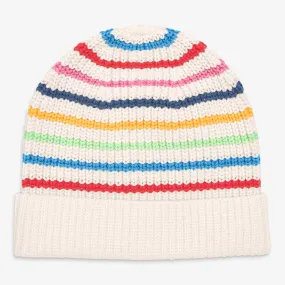 Kids cotton beanie in rainbow stripe