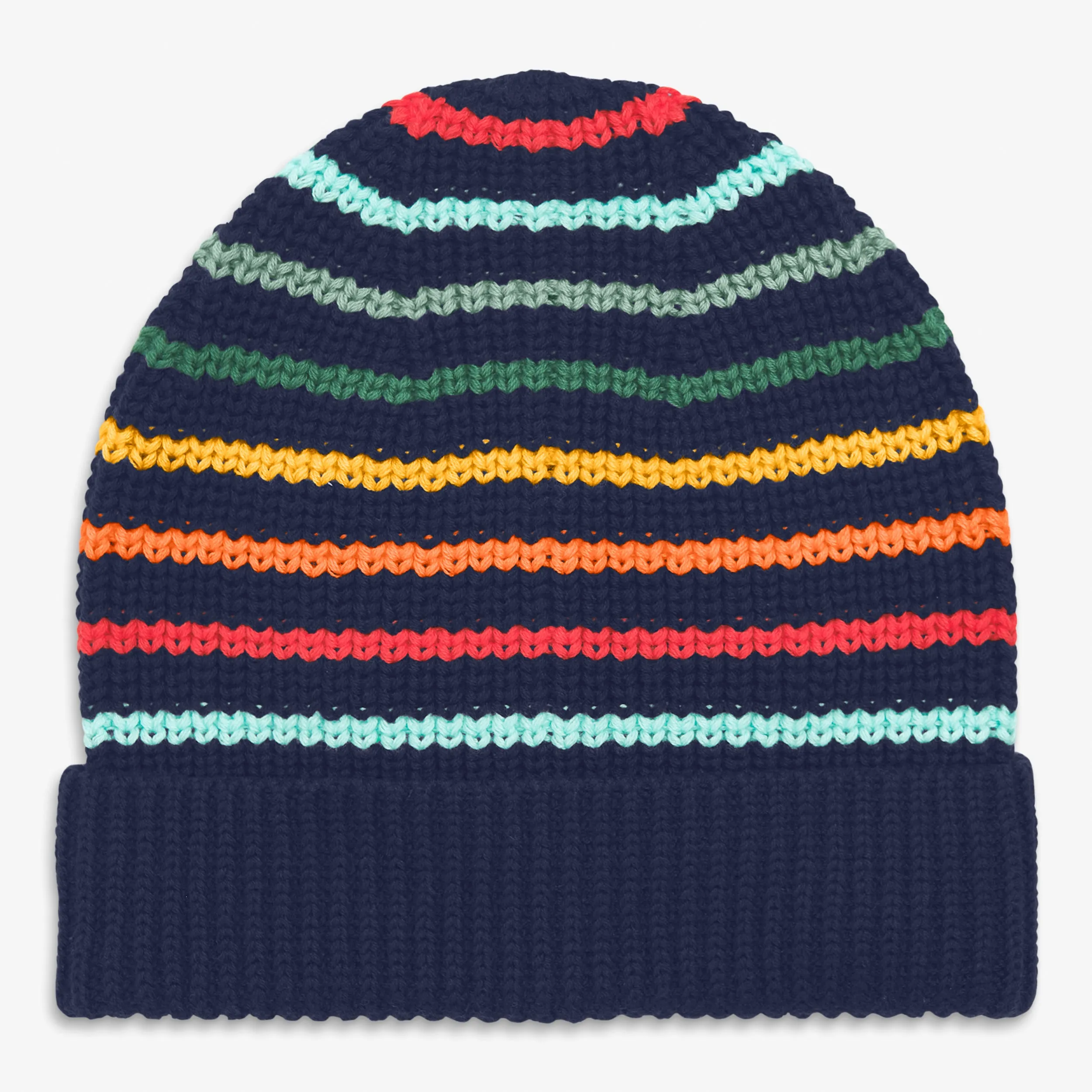 Kids cotton beanie in rainbow stripe