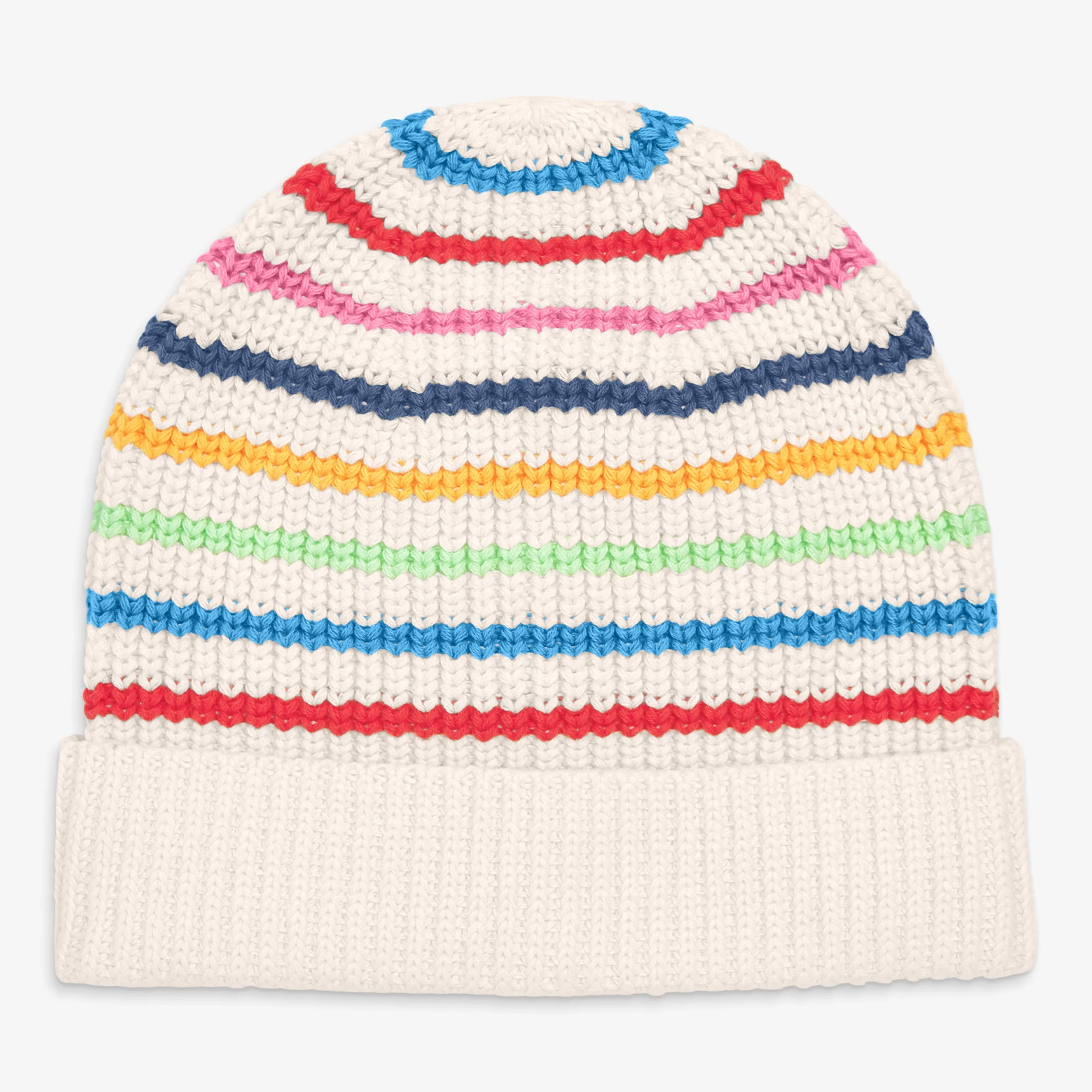Kids cotton beanie in rainbow stripe