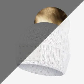 Kids White Pom Beanie (White Light Up Pom)