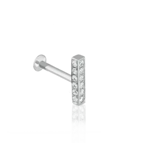 Maria Tash Square Diamond Pavé Bar Threaded Stud Earring