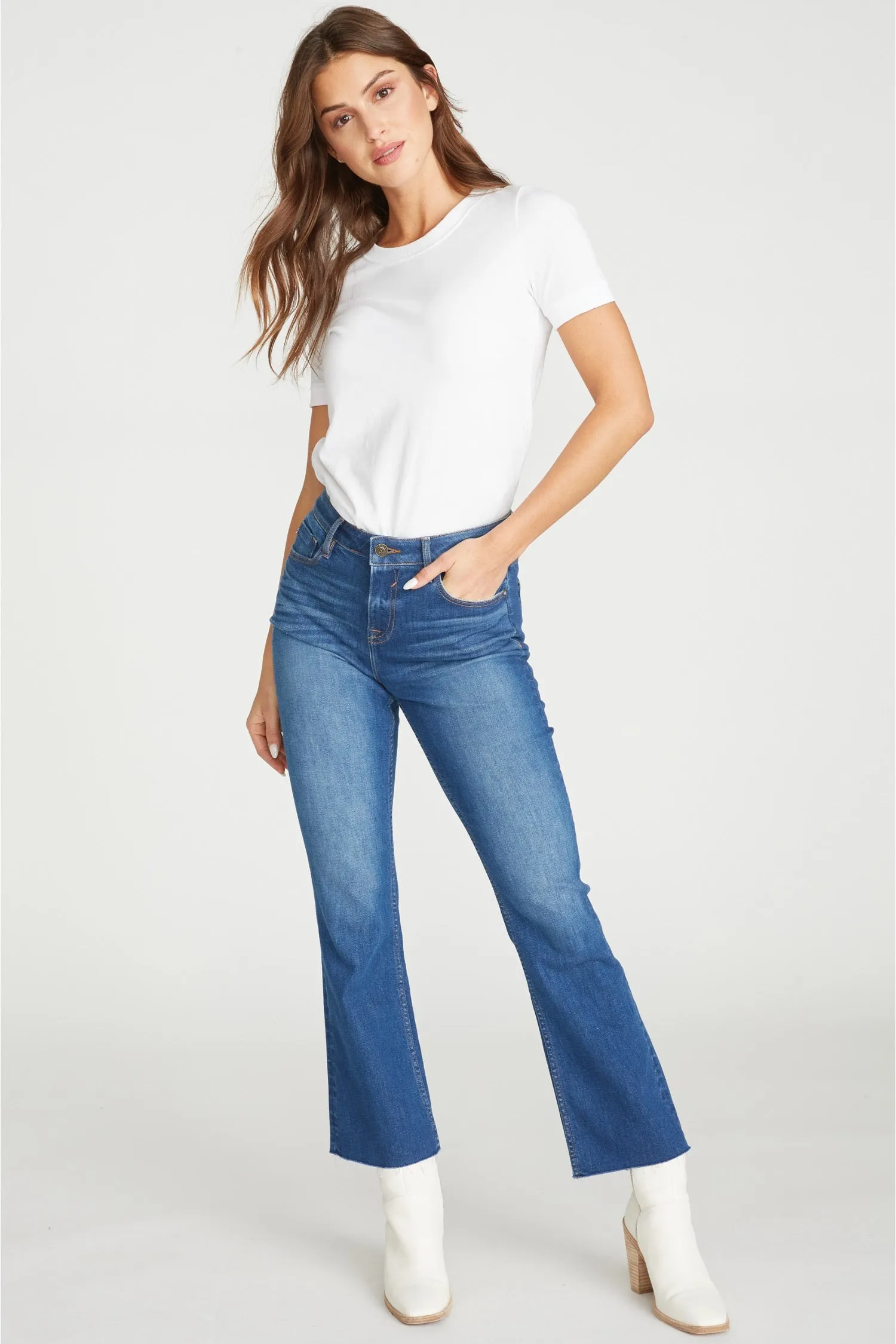 Marley Mid Rise Crop Bootcut -  Med Wash