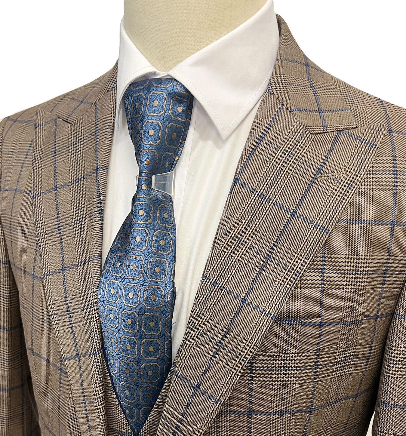 Mazari Bart Revo Modern Fit Suit With Reversible Vest - Tan 2022