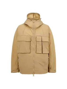 Men s Gradient Logo Nylon Hooded Jacket Camel