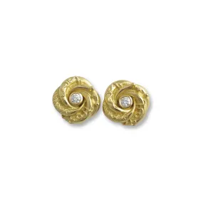Mini Algerian Loveknot Gold & Diamond Earrings