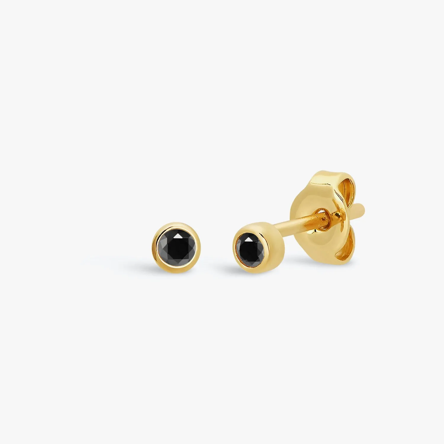 Mini Black Bezel Stud Earrings