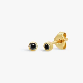 Mini Black Bezel Stud Earrings