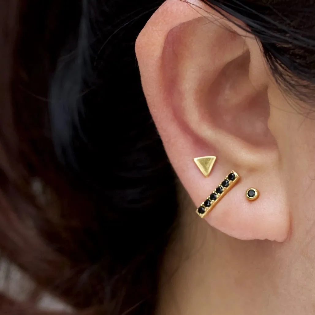 Mini Black Bezel Stud Earrings