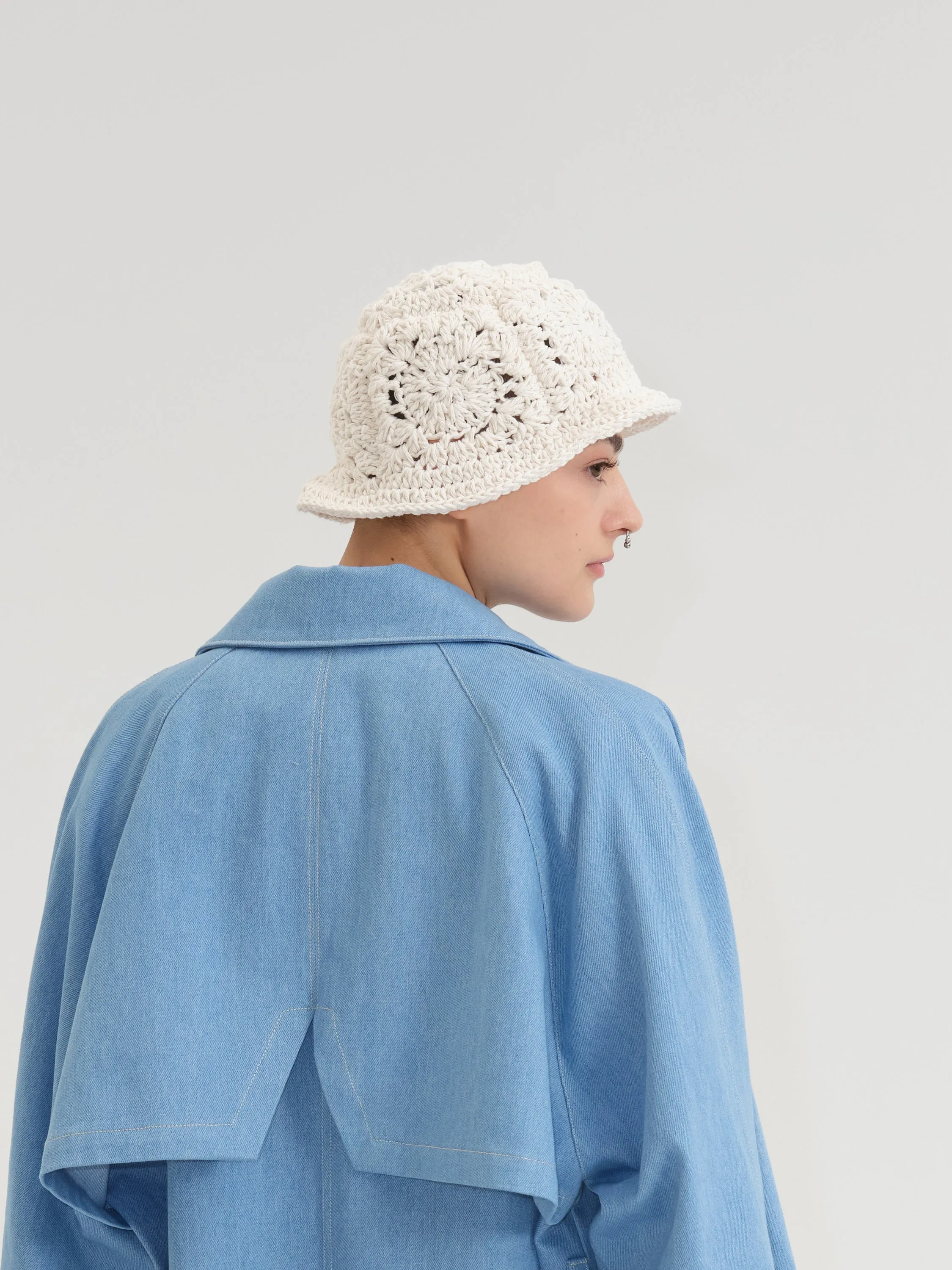 MITCH beige crochet bucket hat