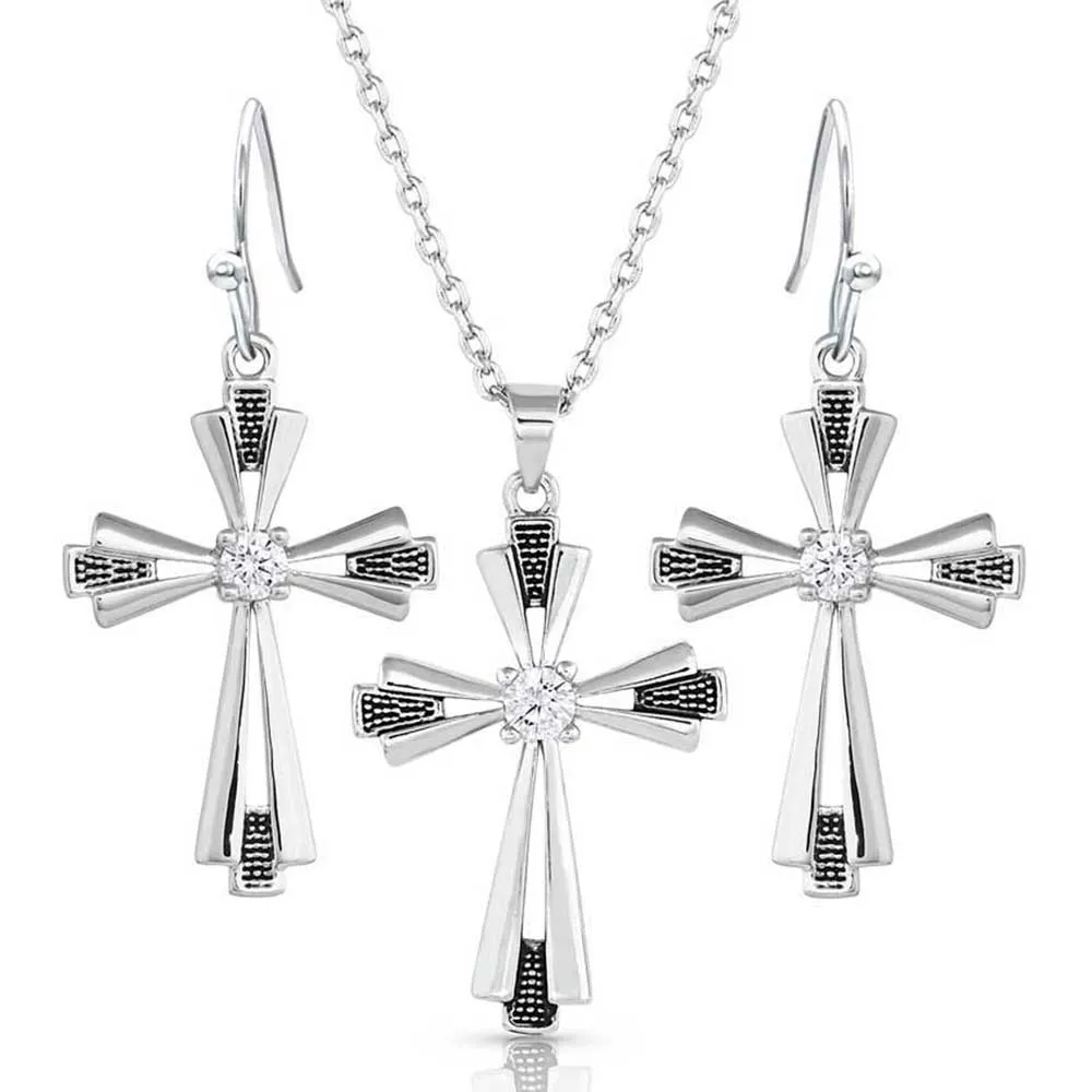 Montana Silversmiths Women's Extended Faith Cross Jewelry Set