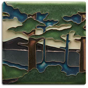 Motawi Tileworks - 4"x 4" Tile - 'Pine Landscape Mountain' (Summer) #4420