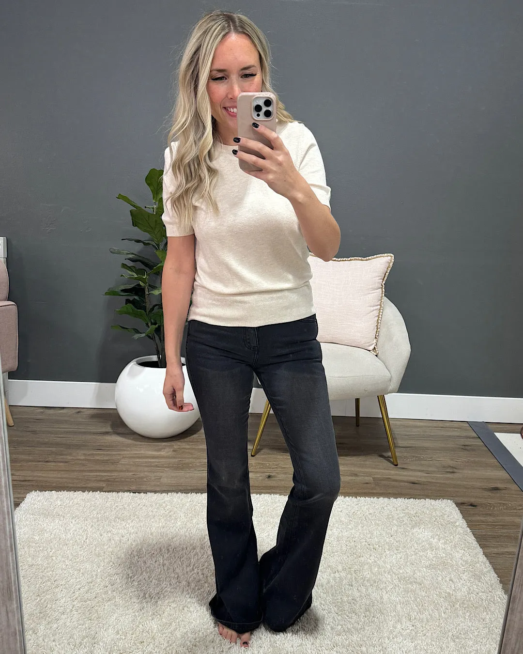 NEW! Harper Short Sleeve Sweater - Denim