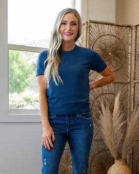 NEW! Harper Short Sleeve Sweater - Denim