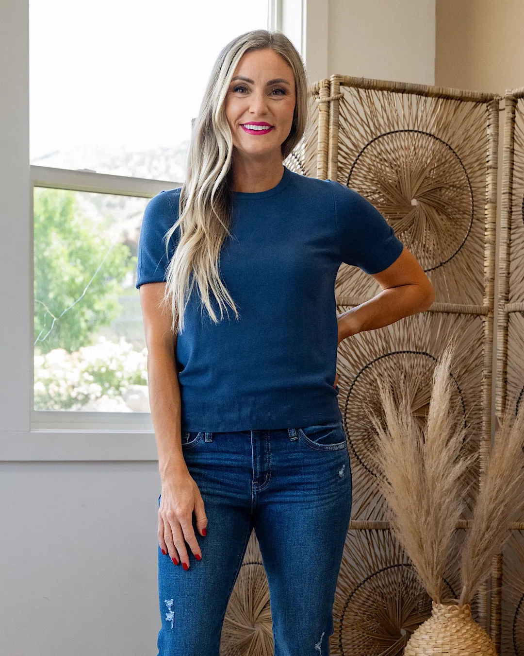 NEW! Harper Short Sleeve Sweater - Denim