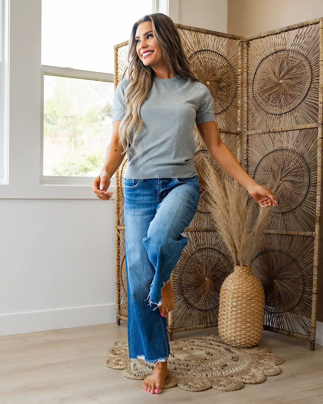 NEW! Harper Short Sleeve Sweater - Heather Gray