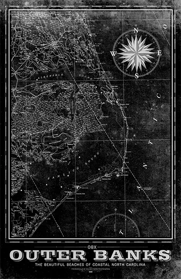 Outer Banks Vintage Remixed Map