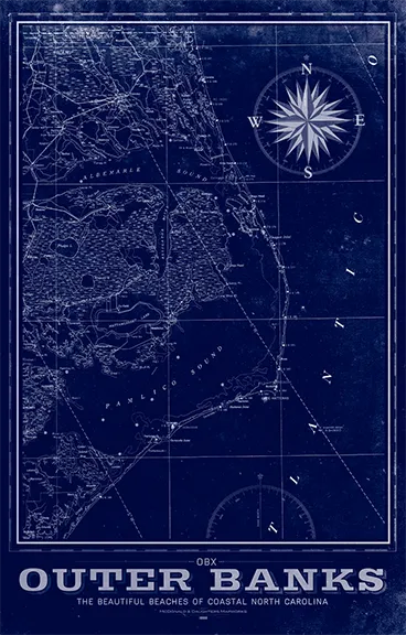 Outer Banks Vintage Remixed Map