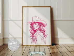 Pink Cowgirl Western Print - 003