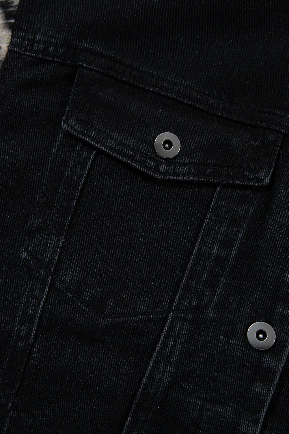 Plaid Sleeve Frayed Hem Hooded Denim Jacket