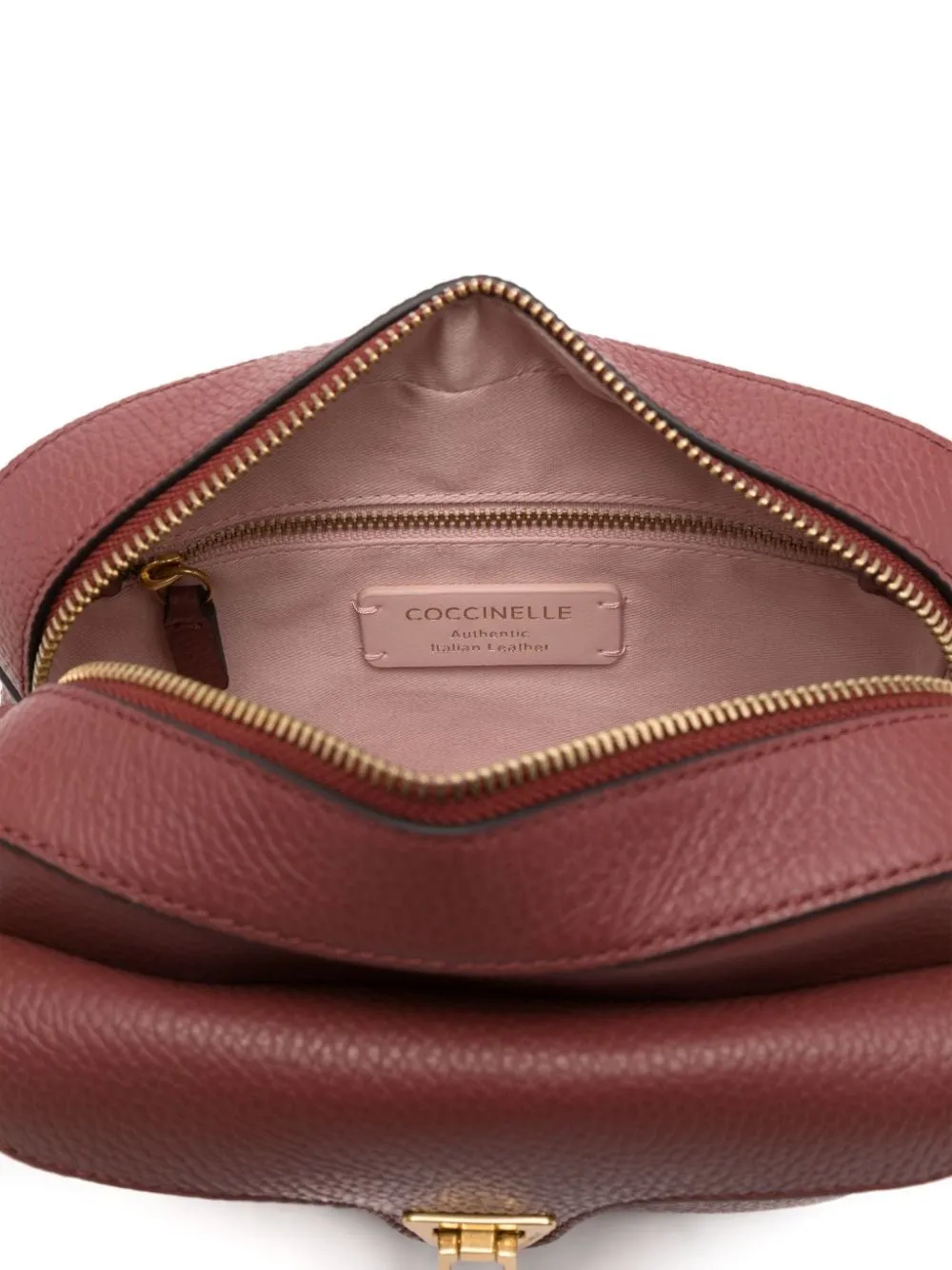 RED LEATHER BAG WITH LOGO DEBOSSING