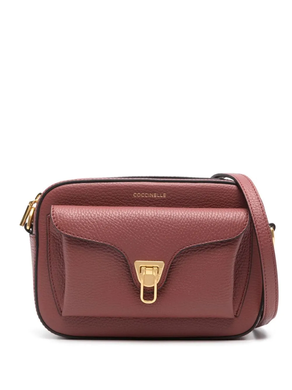 RED LEATHER BAG WITH LOGO DEBOSSING