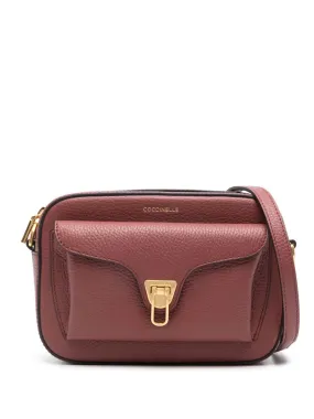 RED LEATHER BAG WITH LOGO DEBOSSING