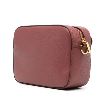 RED LEATHER BAG WITH LOGO DEBOSSING