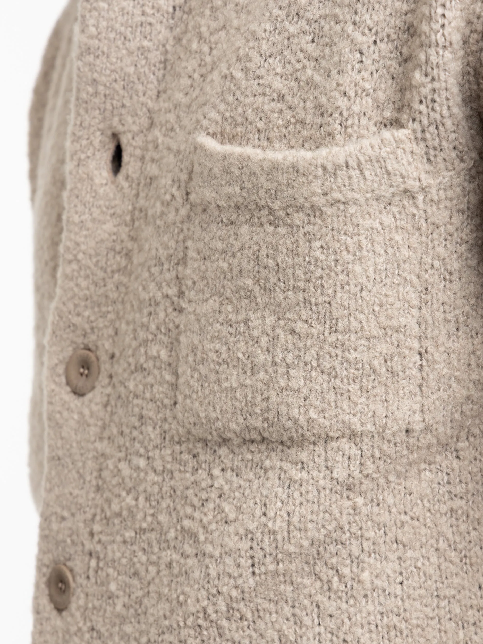 Sand Wool Mockneck Cardigan