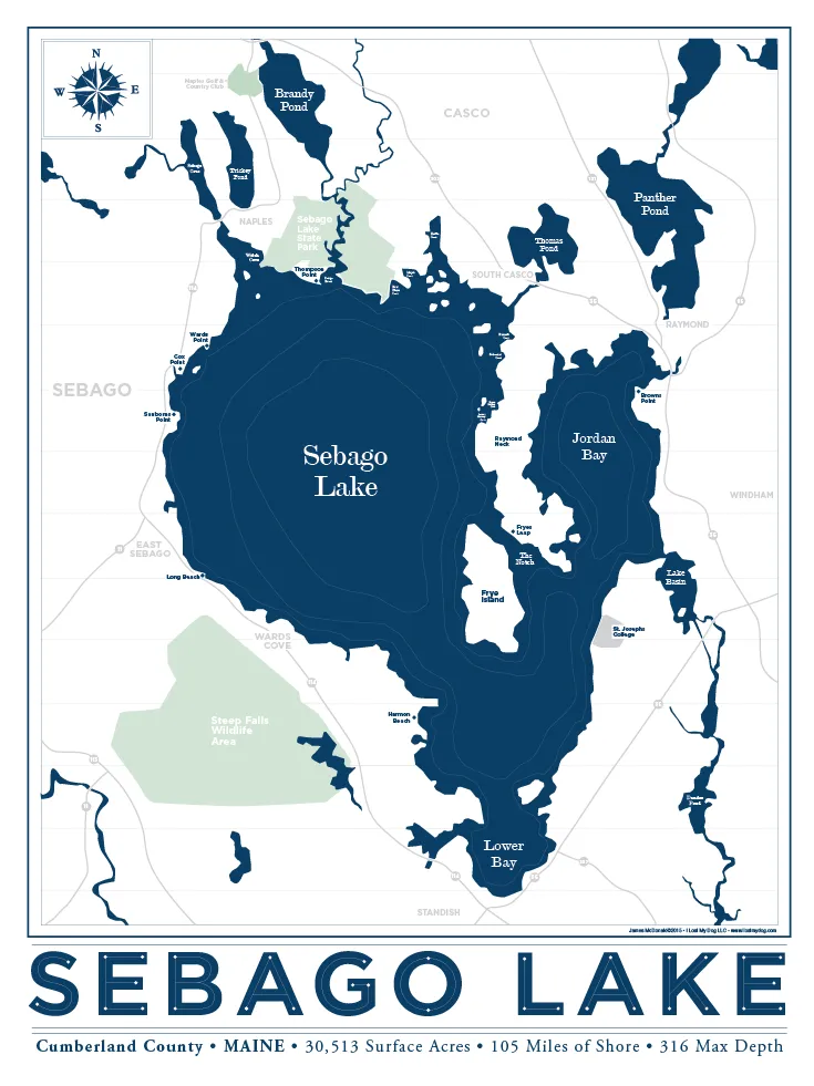 Sebago Lake Nautical Map