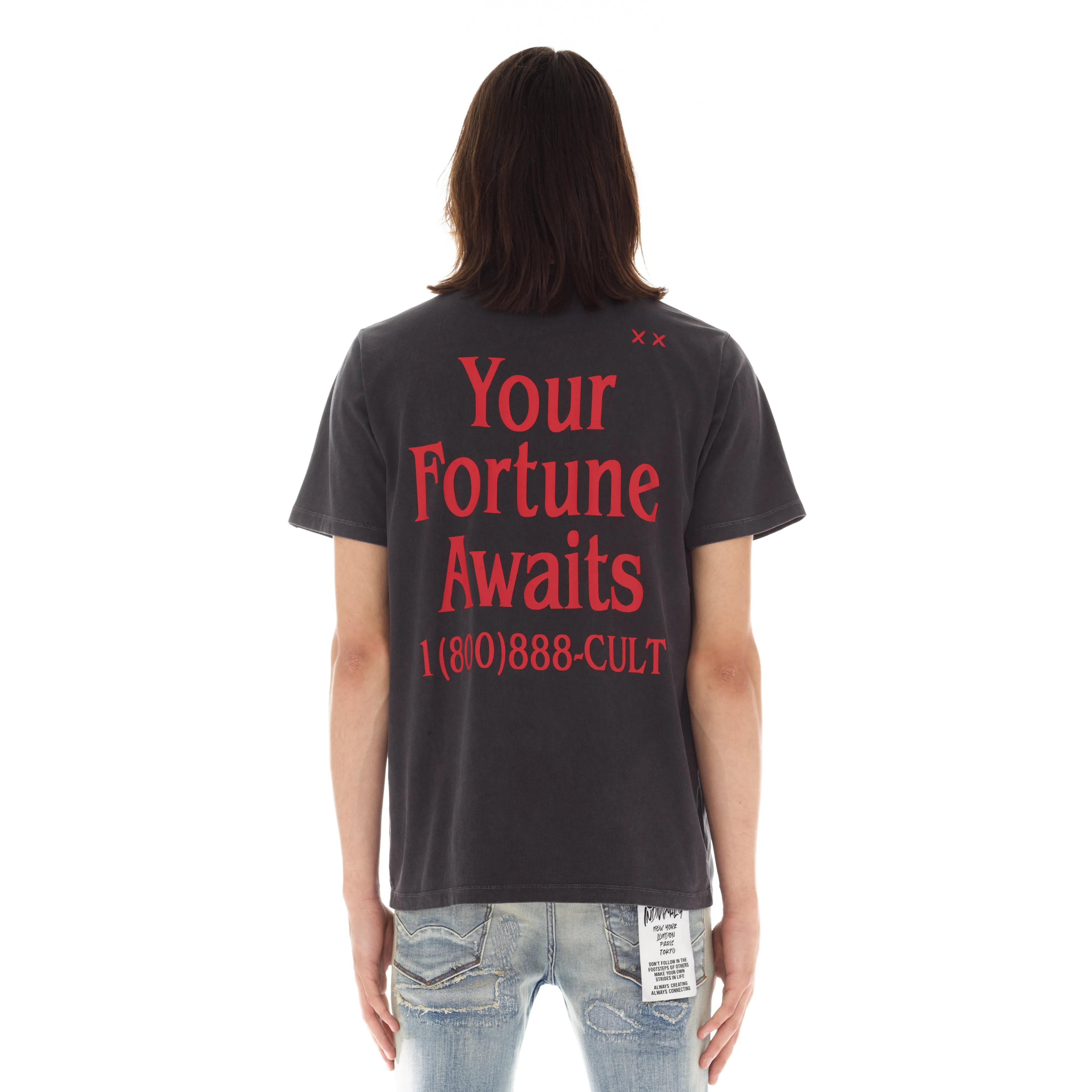 SHORT SLEEVE CREW NECK TEE "FORTUNE" IN VINTAGE CHARCOAL
