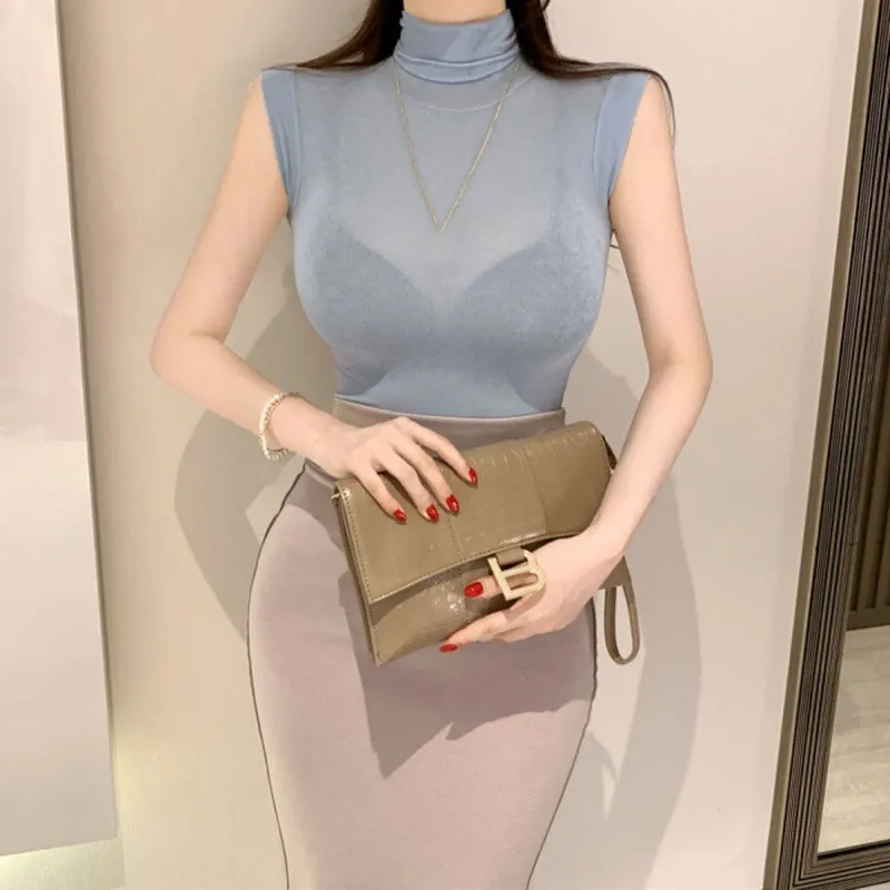 Turtleneck Sleeveless Tops