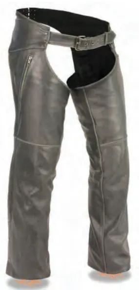 Vintage Distressed Grey Slate Chap W/ Deep Thigh Zippered Pockets