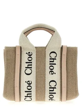 WOODY MINI CANVAS AND LEATHER TOTE BAG